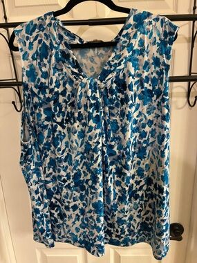 Calvin Klein Blue Floral Tie-Front Sleeveless Camisole
